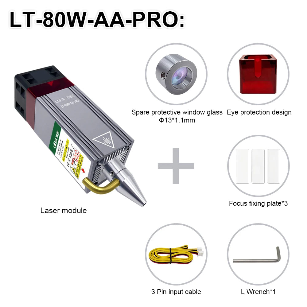 LASER TREE 10W Laser Module with Air Assist 5W Laser Engraving Head 450nm Blue TTL Laser Head for CNC Laser Cutting Machine