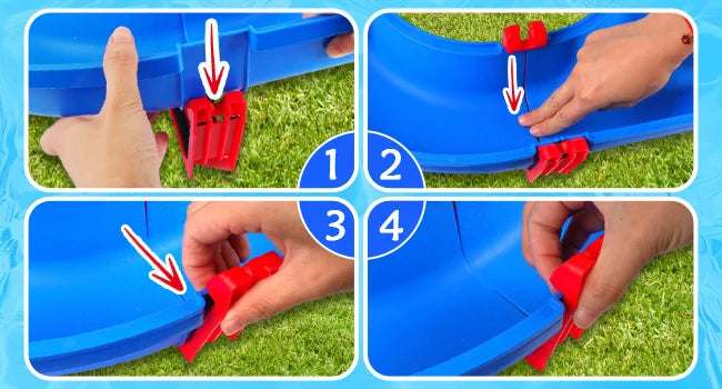 VATOS Summer Outdoor Kids Water Table 2-Tier Toddlers Water Table Playset Pool Waterway Toy with Pump Outside Activity Kids Fun