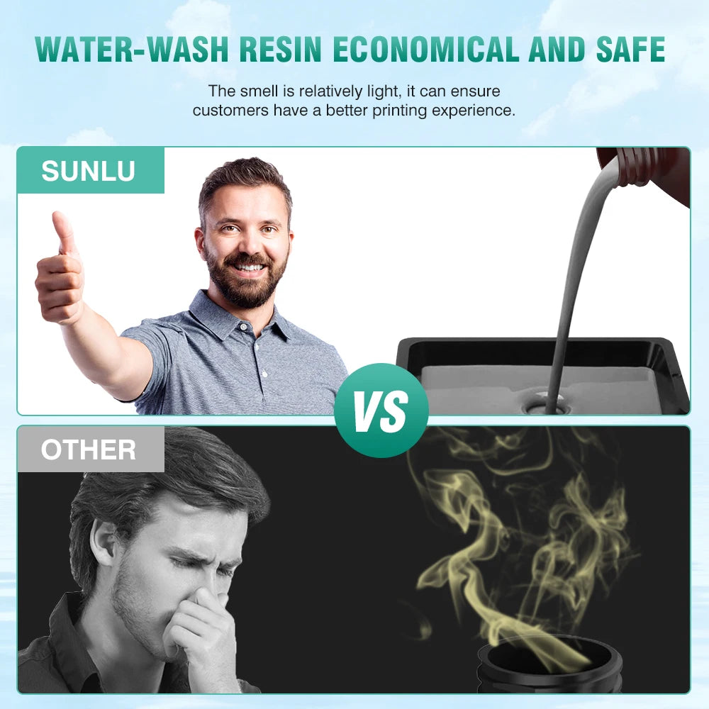 SUNLU 5KG Water Washable 3D Printer Resin 395-405nm 1kg 3D Resin Fast Curing 3D Resin for 2K 4K 8K LCD DLP SLA Resin 3D Printer