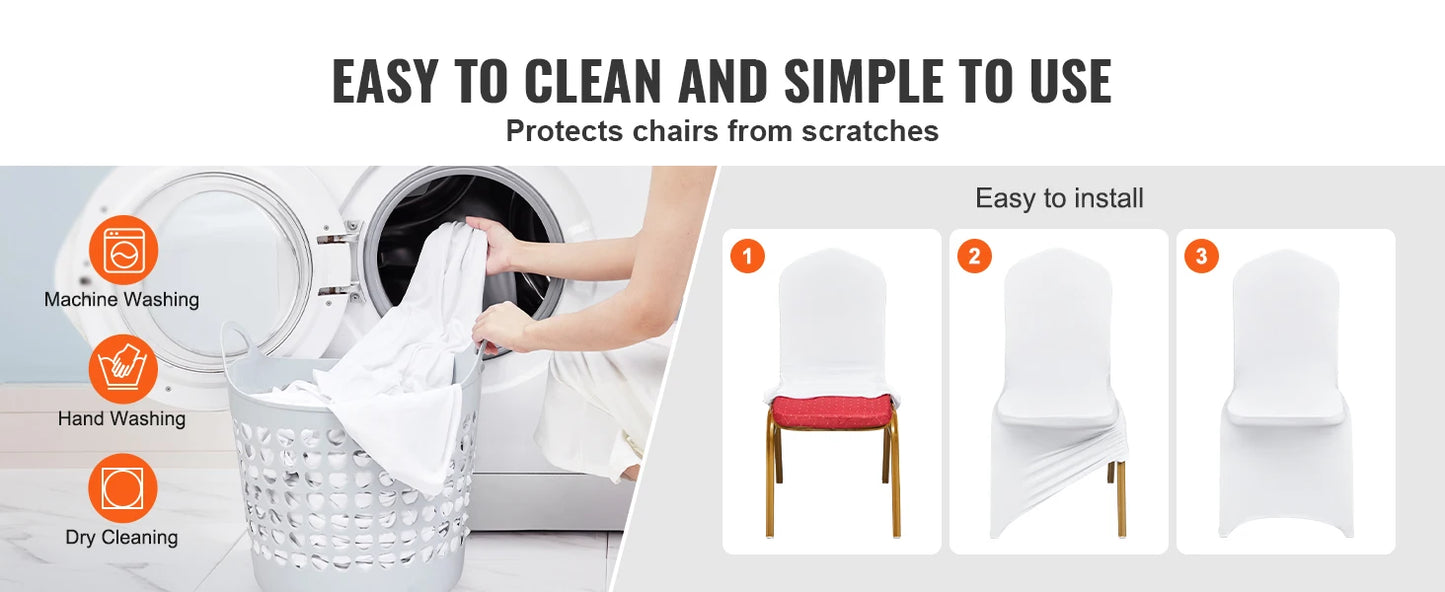 SucceBuy12/30/50/100Pcs Wedding Chair Cover Spandex Stretch Slipcover for Restaurant Banquet Hotel Dining Party White Cover