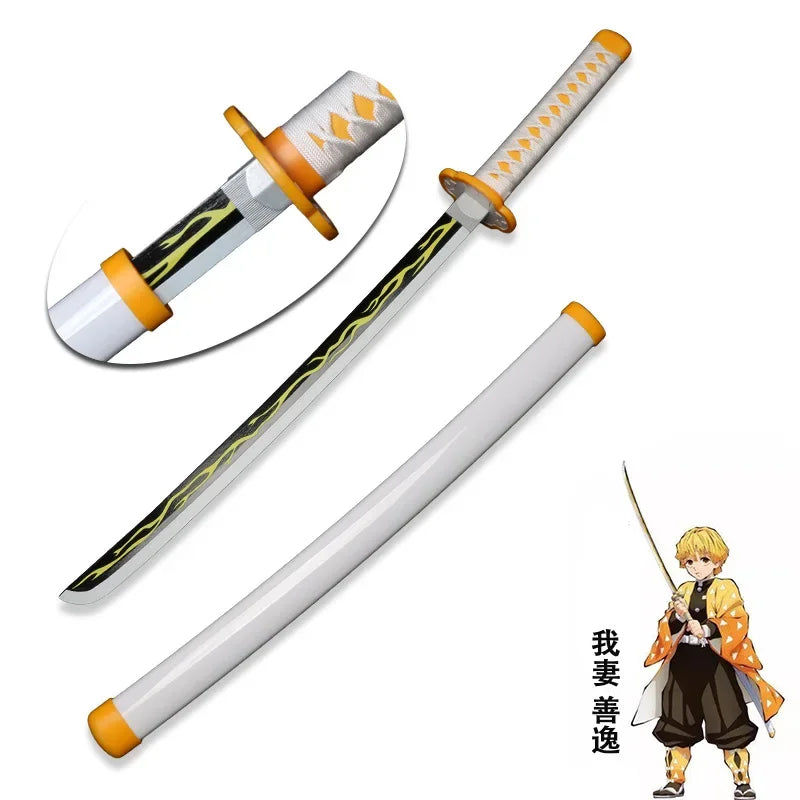 Anime Bamboo Katana 80cm /31.5in  Wooden Sword Cosplay  Props Giyuu Blue Tanjirou Kyoujurou Party Gift