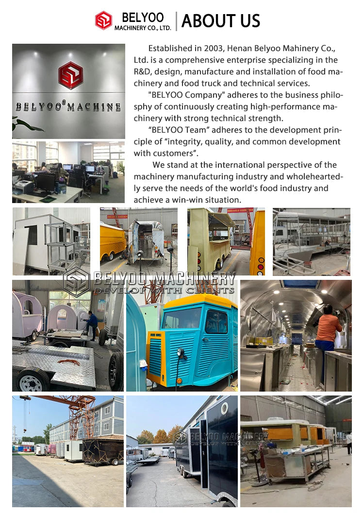Belyoo Luxury Multifunction Concession Food Trailer Coffee Vending Truck Big Mobile Food Truck Food Trailer for Street Fast Food