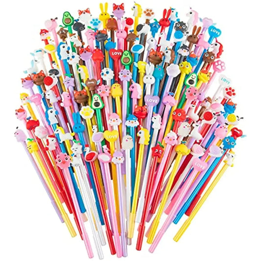 50 Pcs Mixed Gel Ink Pens Black Ink Cool Pens Cute Bulk Assorted Style Novelty Office Supplies Stationery Back to School Season
