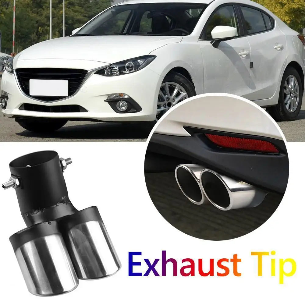 Car Exhaust Muffler Tip Stainless Steel Exhaust Tailpipe Tip Dual Outlet Tail Muffler Tip Car Modification Parts