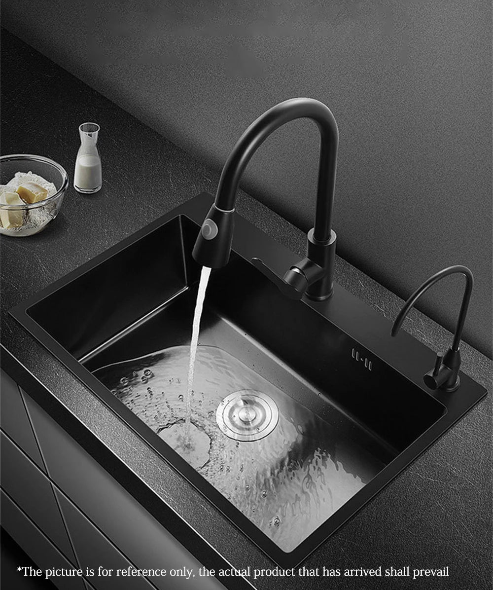 DQOK Stainless Steel Kitchen Sink Slot Dish Basin Kitchen sink Drain Basket And Drain Pip Rectangular