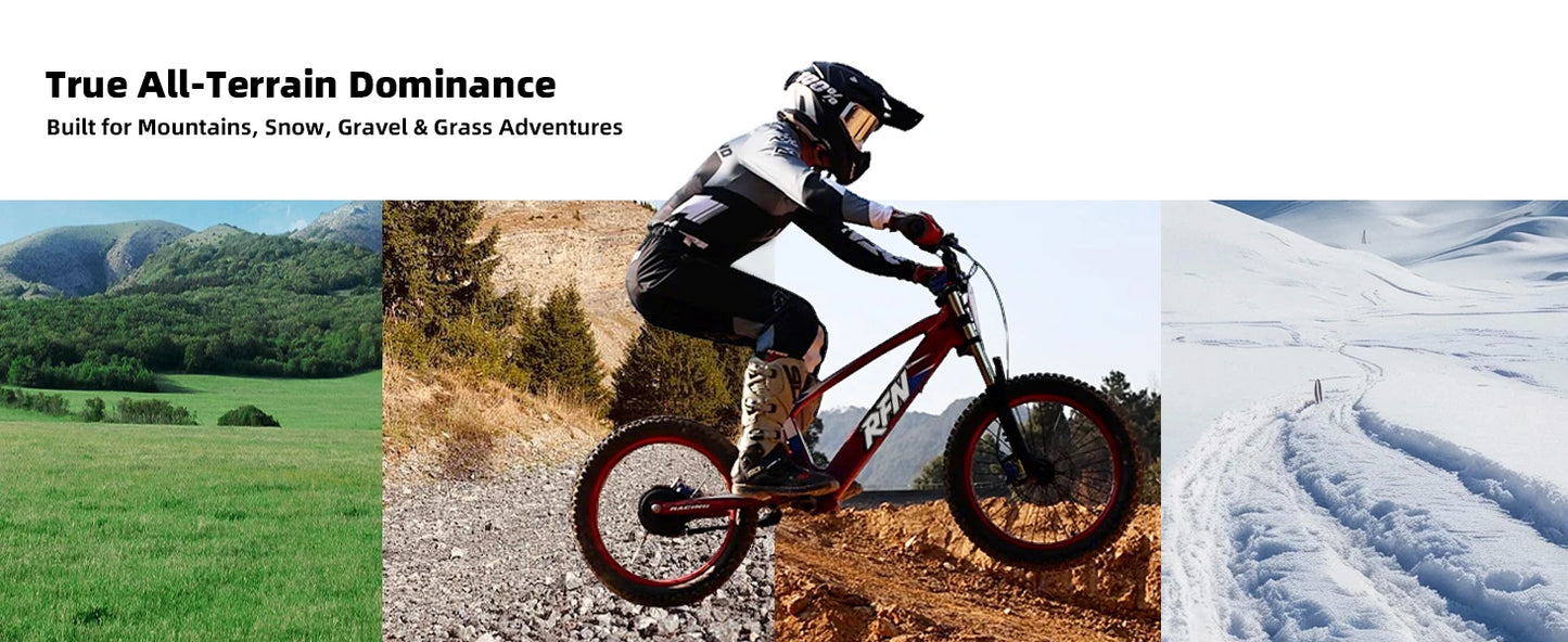 RFN Racing 18 Electric Dirt Bike For Kids - 36V 3-Speed Stunt Jump Bike - Lightweight Aluminum Frame Electric Bike For Age 14+