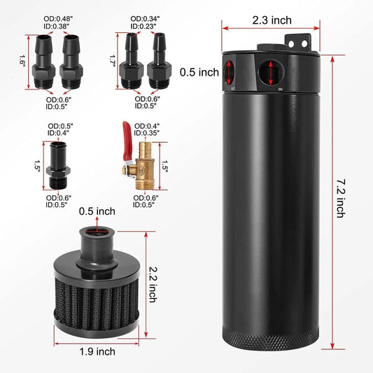 Universal 750ML Oil Catch Can Kit Oil Separator Large Baffled Reservoir Tank New