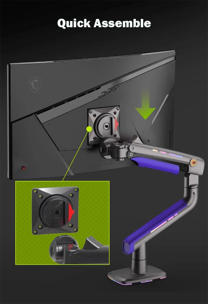 NB G60 L50 E5 F5 Gaming Monitor Arm 32-60 Inch Curved Arc Screen Desktop Ultra Wide Monitor Holder Mount with RGB Light 2-20kgs
