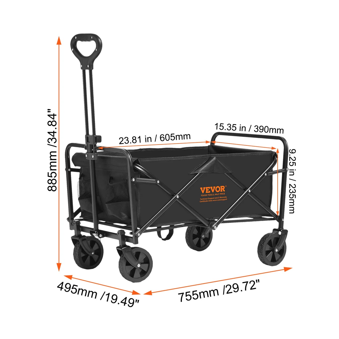 SucceBuy Collapsible Folding Wagon Beach Wagon Cart with All-Terrain Wheels Drink Holders Sports Wagon for Camping Shopping