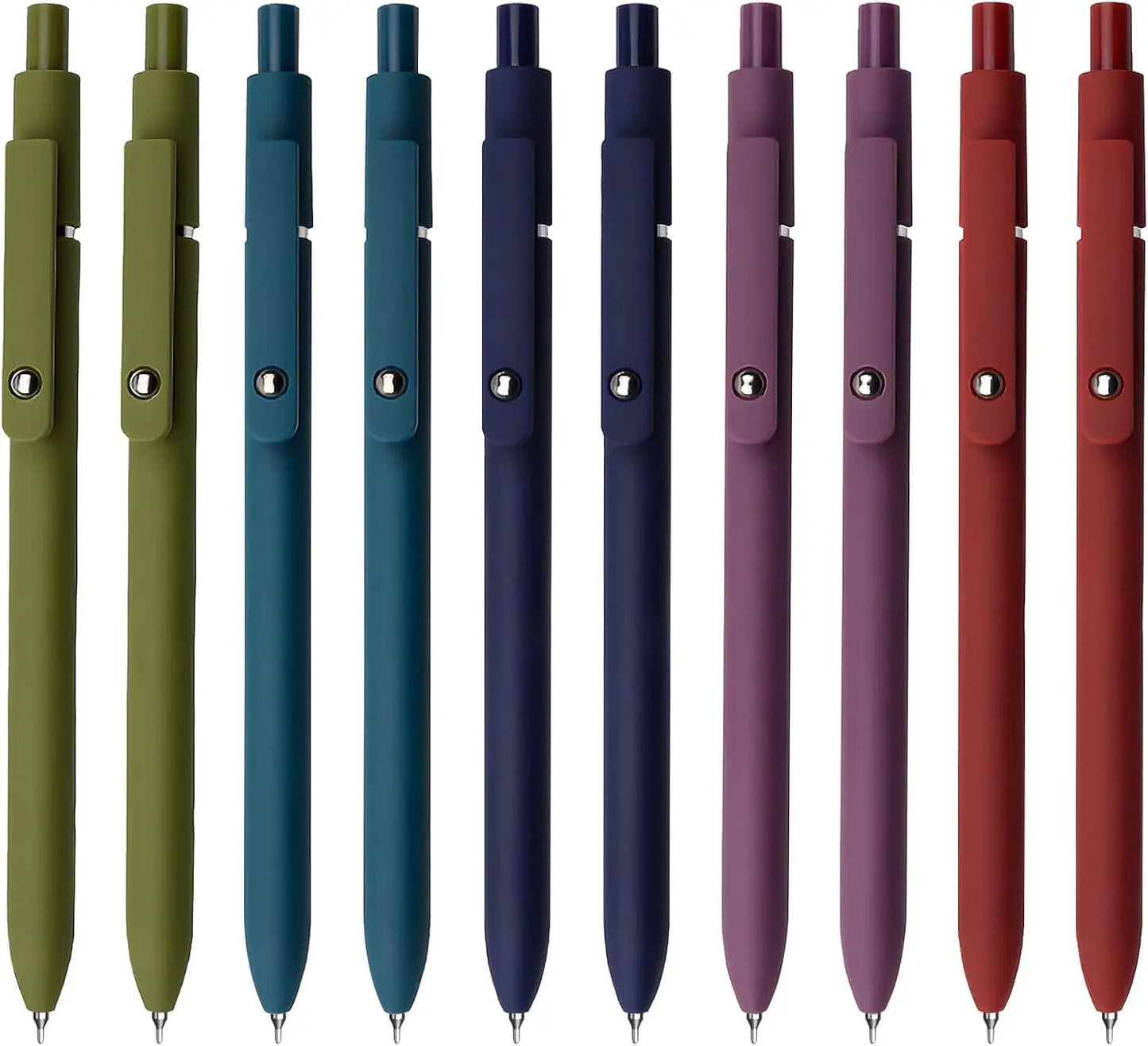 Gel pen, 5 0.5mm black ink pens, silicone grip, high-end series metal clip retractable pen (vintage)