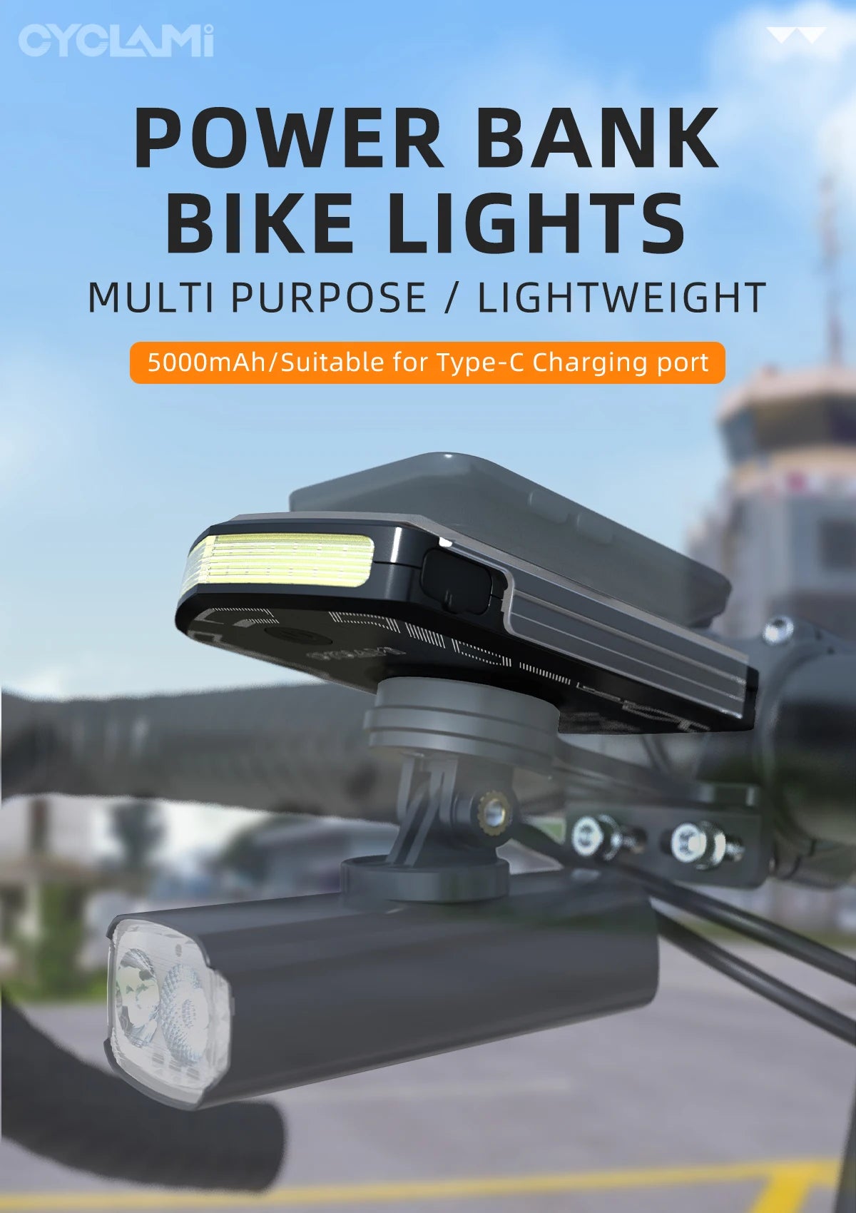 CYCLAMI RVL01 Bicycle Headlight Bike Light Cycling 5000mAh Type-C Charging Front Lamp For Garmin XOSS IGPSPORT COOSPO GEOID