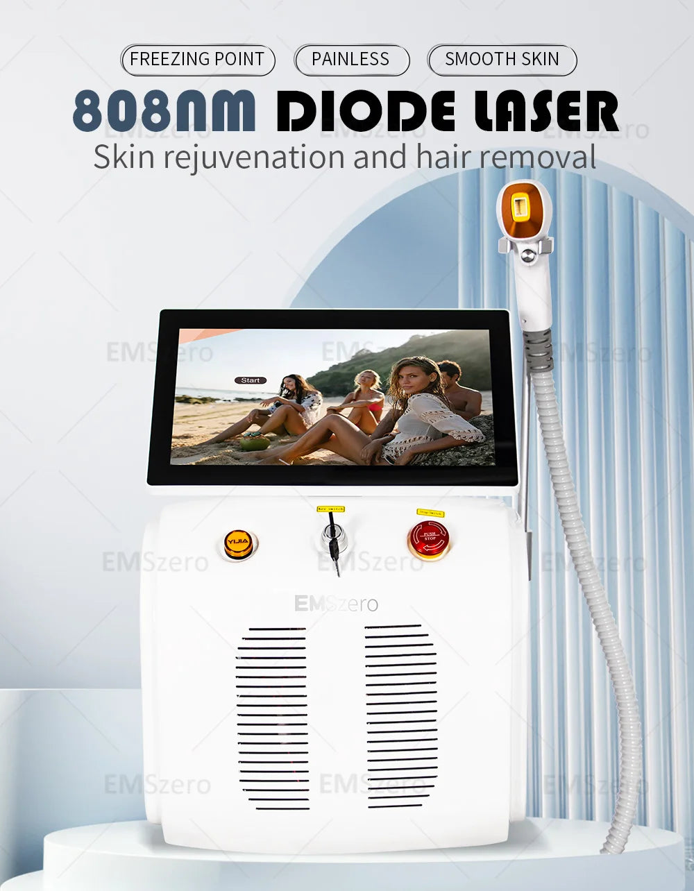 Professional Diode Ice Titanium Laser Hair Removal Machine Portable 808 755 1064 Alexandrite Device 3 Waveleng Permanent Removal