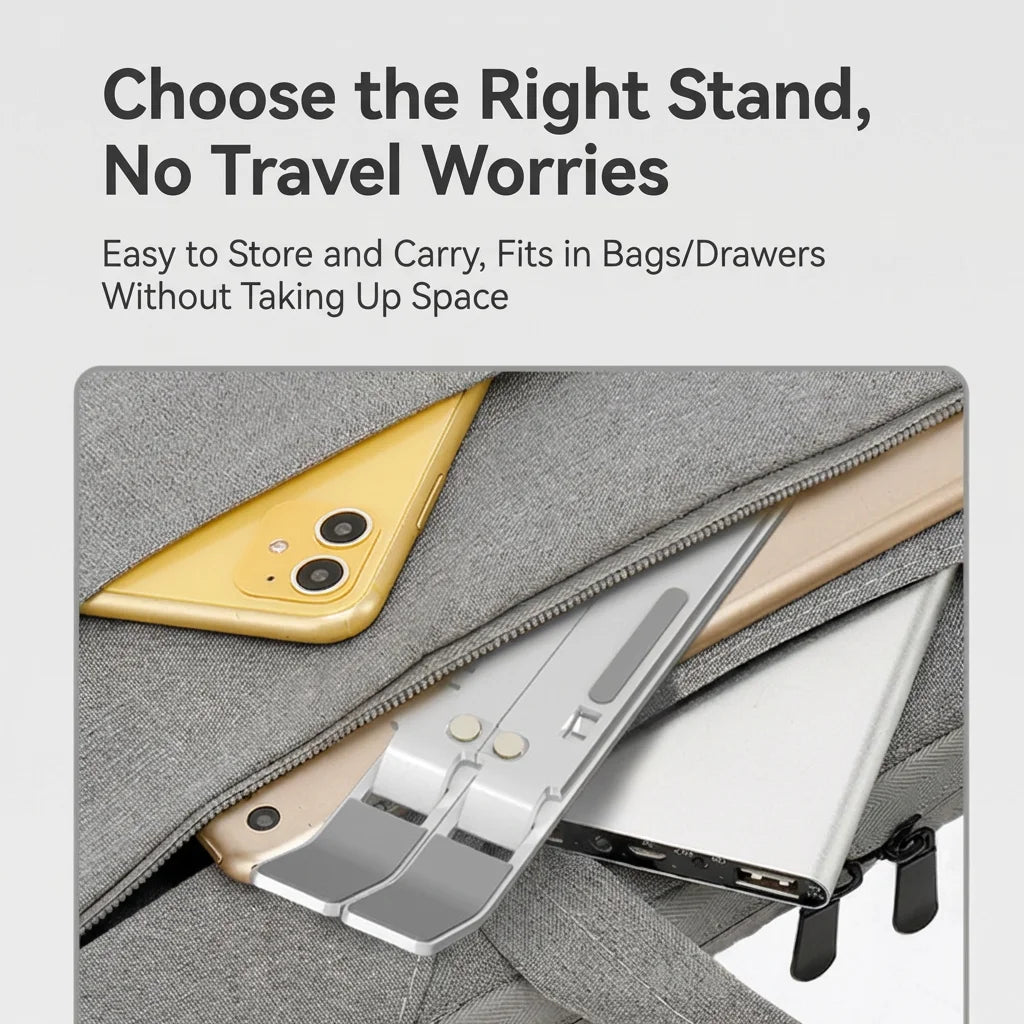 Foldable Aluminum Laptop Stand - Adjustable Portable Notebook Riser,Ergonomic Desktop Holder for MacBook, Dell, HP & All Laptops