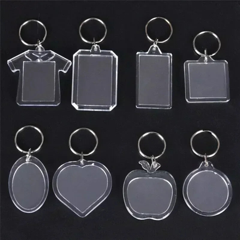 5/50pcs Transparent Rectangle Blank Clear Acrylic Insert Photo Picture Frame Keyring Keychain DIY Split Ring Key Chain 2035