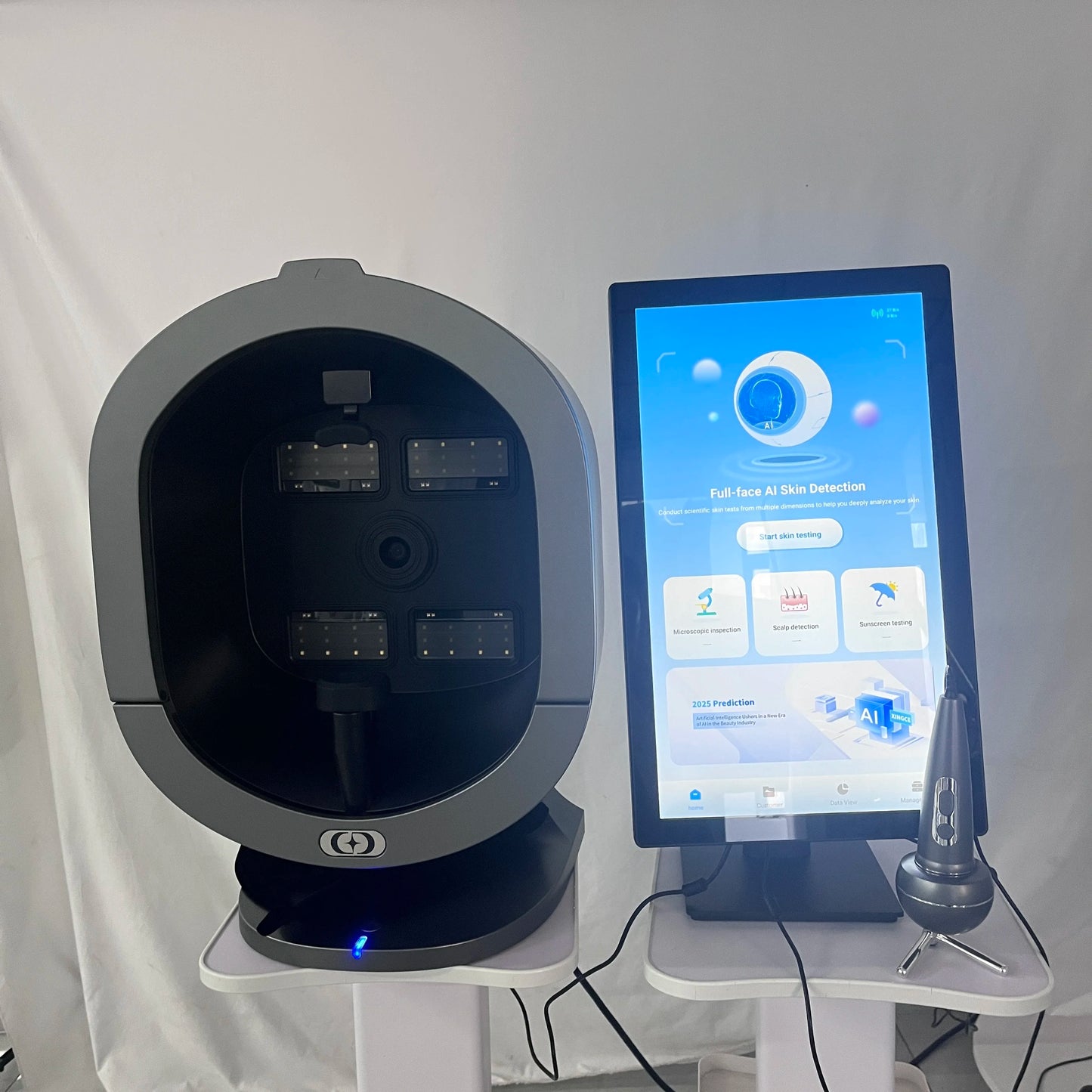 X5 3D Ai Skin Image Analyzer 21.5 inch High Definition Pixels Whole Facial Scanning Multi Spectrum Moisture Scalp Detection CE