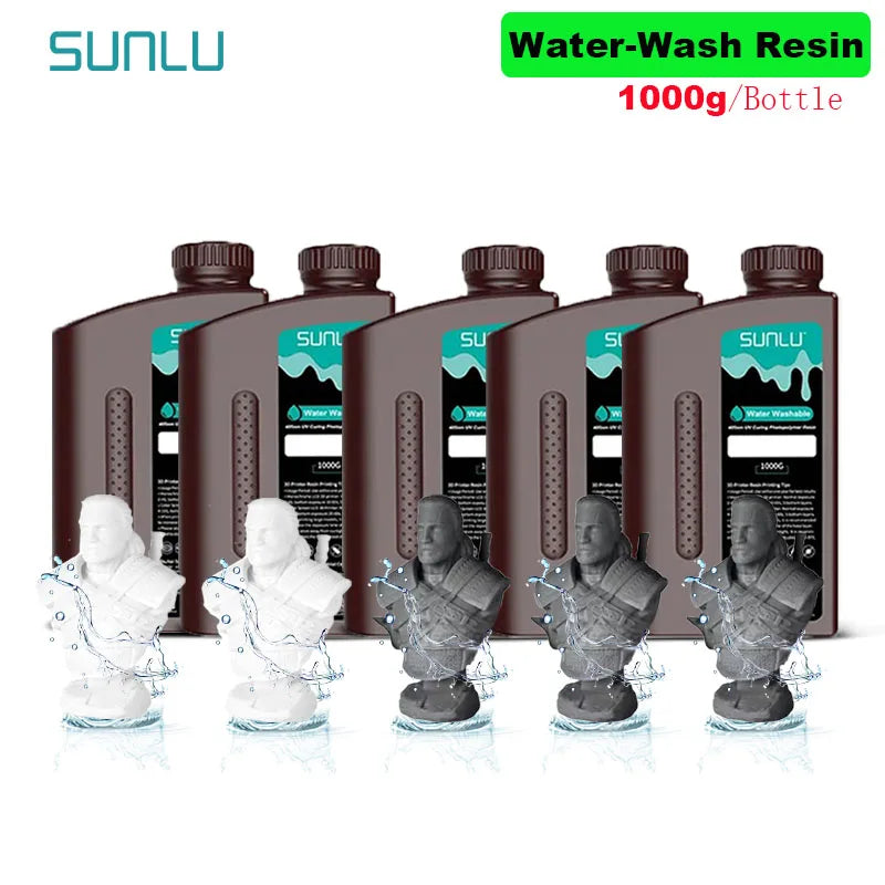 SUNLU 5KG Water Washable 3D Printer Resin 395-405nm 1kg 3D Resin Fast Curing 3D Resin for 2K 4K 8K LCD DLP SLA Resin 3D Printer