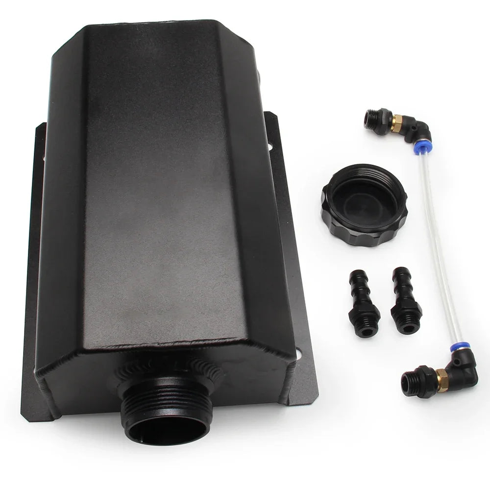 Universal  Aluminum 1L/2L Engine Coolant  Radiator Overflow Tank  Oil Catch Can Square Overflow Tank With Drain Plug