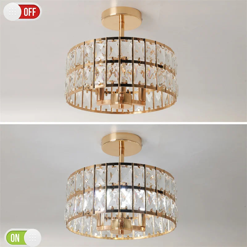 K9 Crystal Dining Table Pendant Lamp Bedroom Hanging Lamp Retro Luxury Style Suitable For Kitchen Plafon Ceiling Chandelier