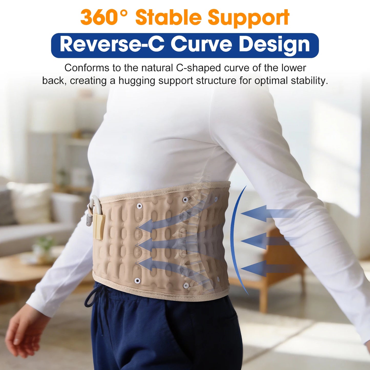 Inflatable Lumbar Waist Belt Air Decompression Back Support Health Care Spine Traction Back Massage Brace Hand Pumb Waist Strap