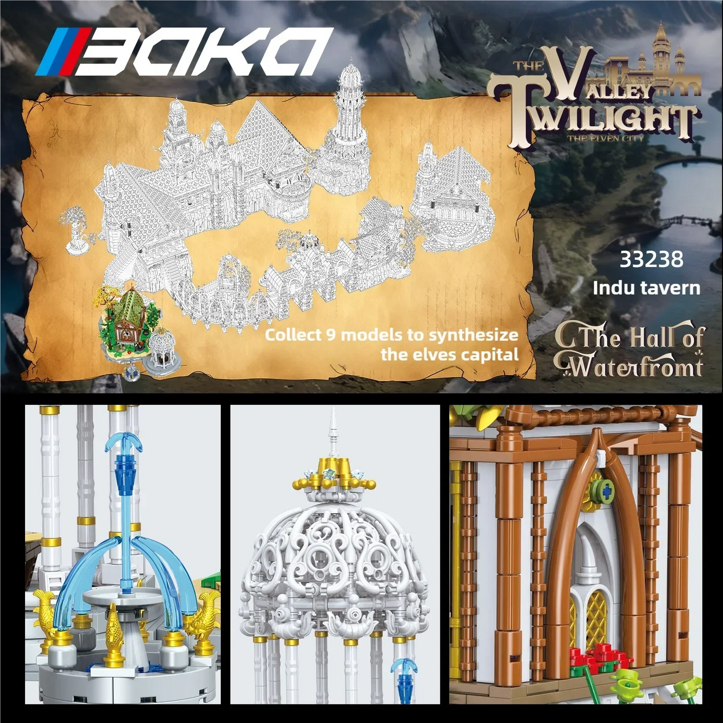 European Elf City Building Blocks Set Nine-in-one Giant Palace Models Bricks Desktop Decoration Diy Toys For Kids Holiday Gifts