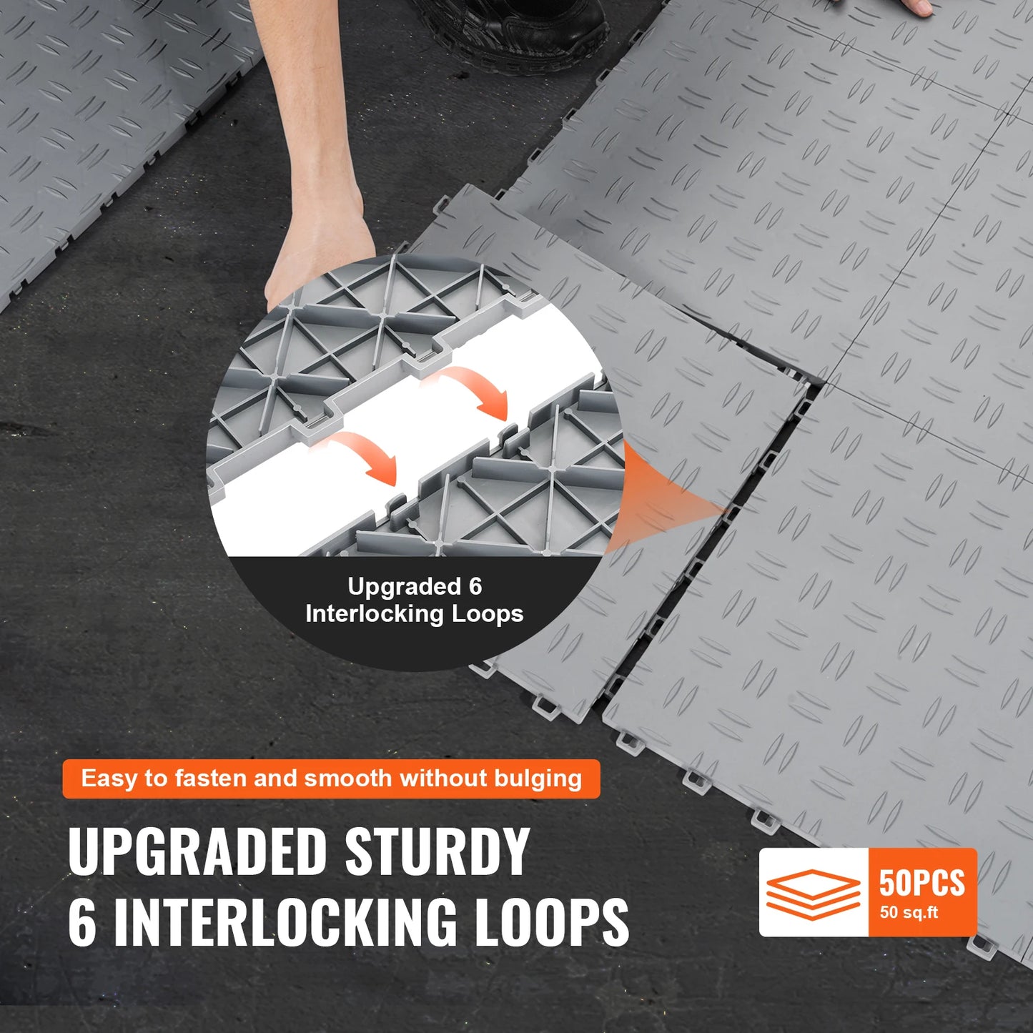 SucceBuy Garage Tiles Interlocking Garage Floor Covering Tiles Non-Slip Double-Sided Texture for Garages Basements Repair Shops