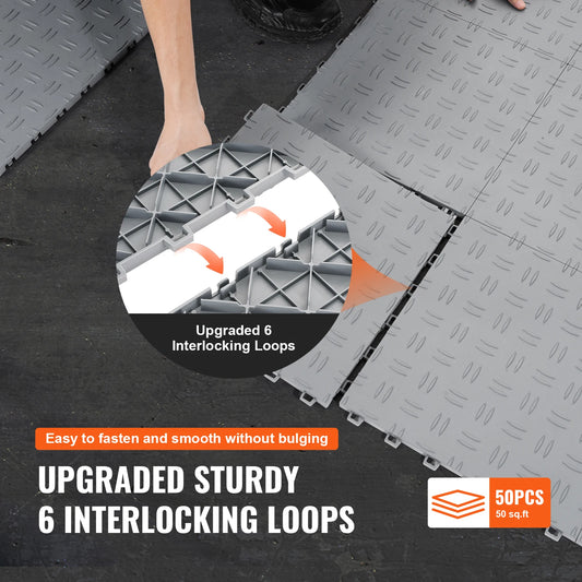 SucceBuy Garage Tiles Interlocking Garage Floor Covering Tiles Non-Slip Double-Sided Texture for Garages Basements Repair Shops