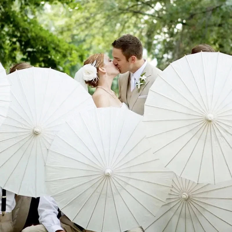60/84cm Paper Parasol White Chinese Oil Paper Umbrellas Photography Props for Kids DIY Baby Shower Party Bridal Wedding Rustic
