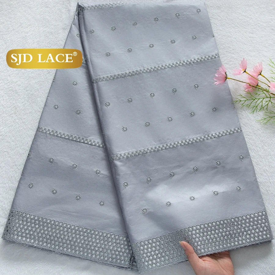 SJD LACE Swiss Voile Lace Fabrics Dubai African Cotton 5 Yards 2026 Latest African Nigerian Cotton Lace for Dresses Sew 4662