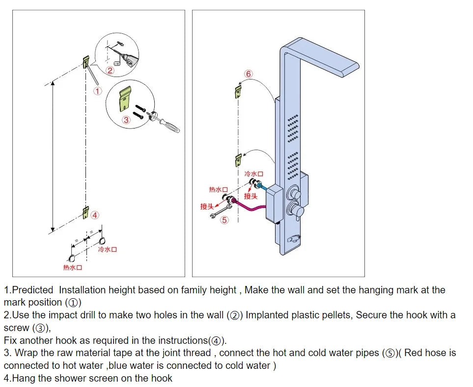ULGKSD Bathroom Shower Panel LED Light Bathroom Faucet Hot&Cold Rainfall Mixer Tap Modern Bathroom Faucet Shower Column For Bath