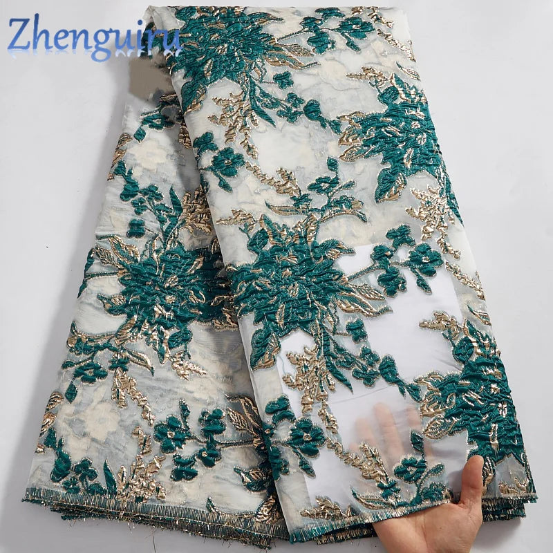 French Organza Brocade Lace Fabric 2025 High Quality Gilding Luxury Nigerian Lace Fabric Elegant Party Dress for Women A2579