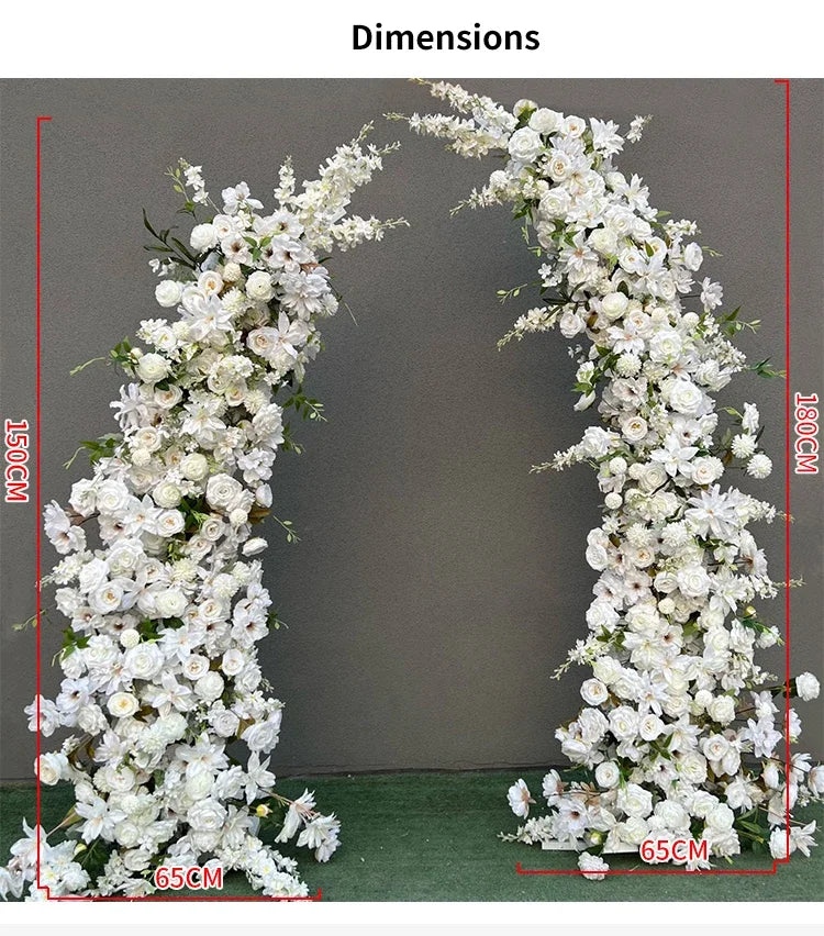 Trumpet Arch Artificial Flower Arrangement, Moon Shape, Wedding Background Props, Party Decoration, Luxury