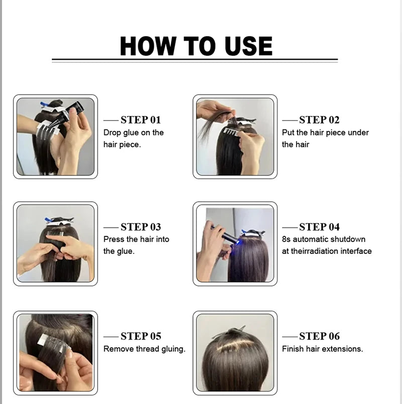 V Light Hair Extensions Set with UV Glue Hair Extension Kit Technology and Tools for Easy Application and Salon Quality Results