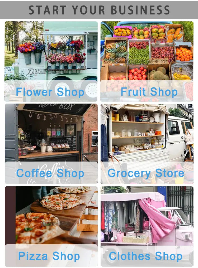 Belyoo Luxury Multifunction Concession Food Trailer Coffee Vending Truck Big Mobile Food Truck Food Trailer for Street Fast Food