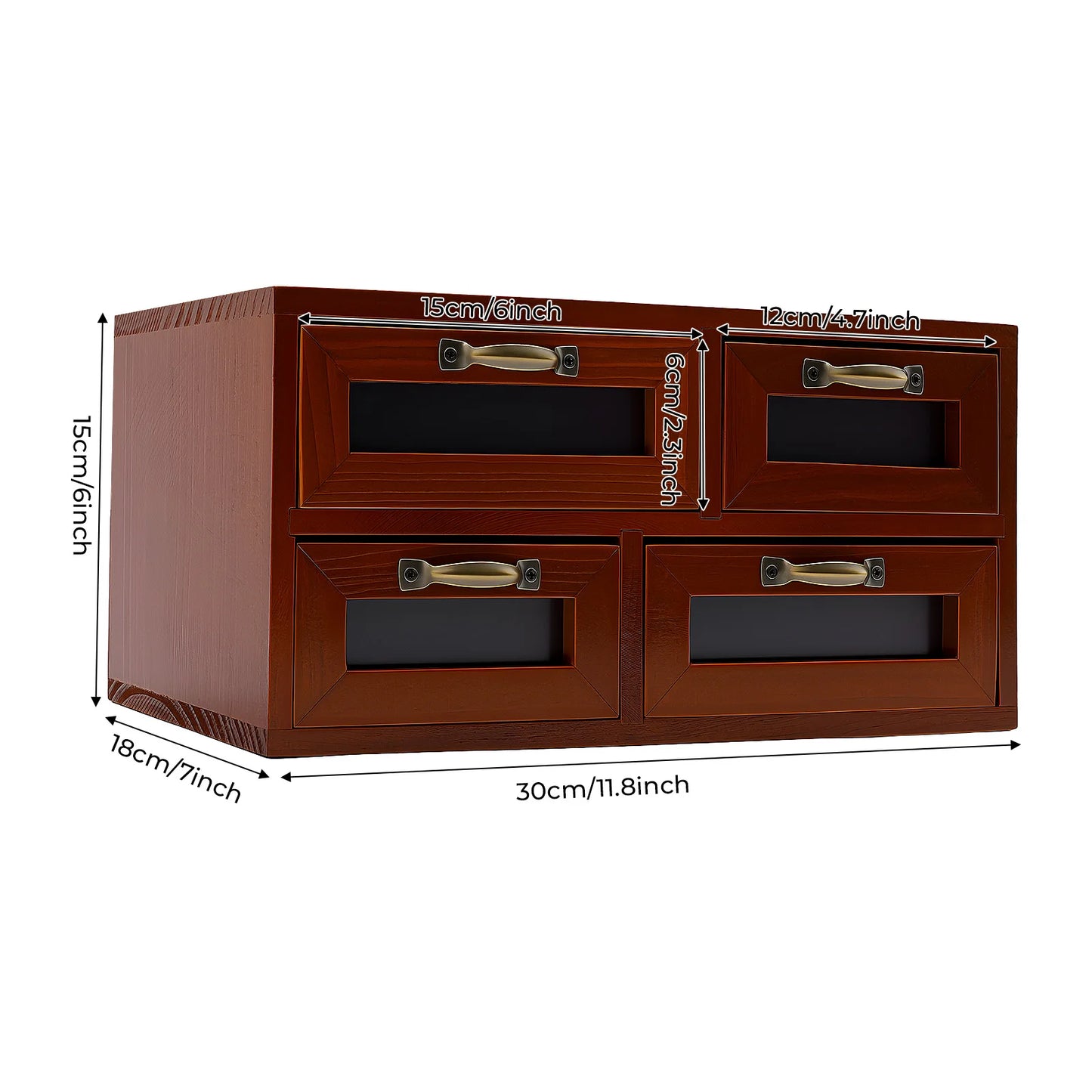 Retro Desk Organizer With Drawers, Wooden Desktop Storage Cabinet, Storage Box For Craftsmen To Organize Sewing Pins, Buttons