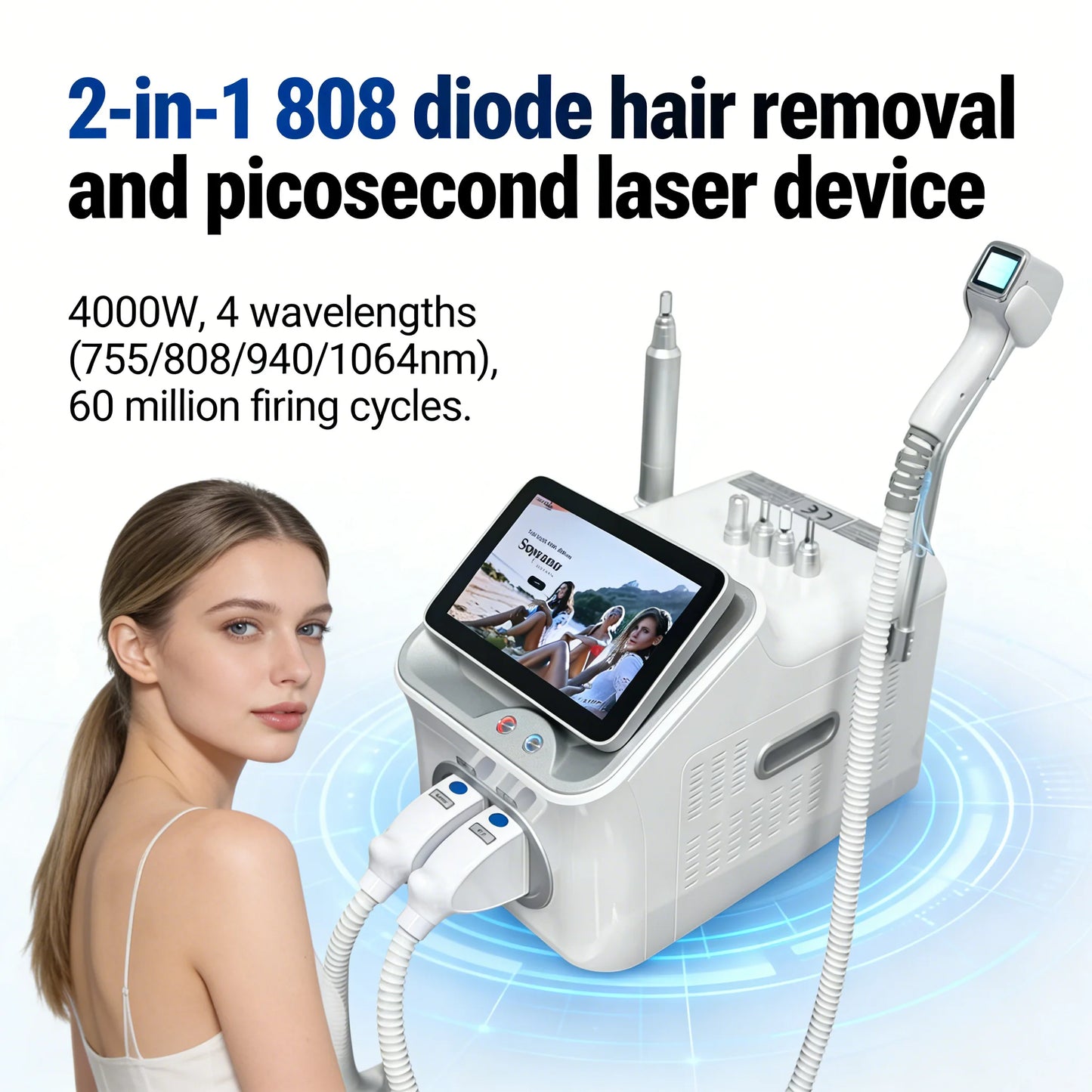 Newest 2 in 1 Multifunction Epilation Diode Laser Hair Removal Machine Pico laser Nd Yag tattoo removal machine Carbon Peeling