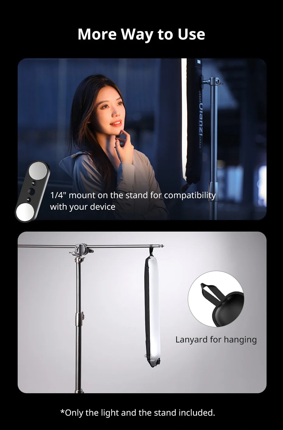 Ulanzi UA12 12W Inflatable Air Tube Light 2700K-6500K Bi-Color Light Wand Pocket Light Stick with Magnetic Mount for Livestream