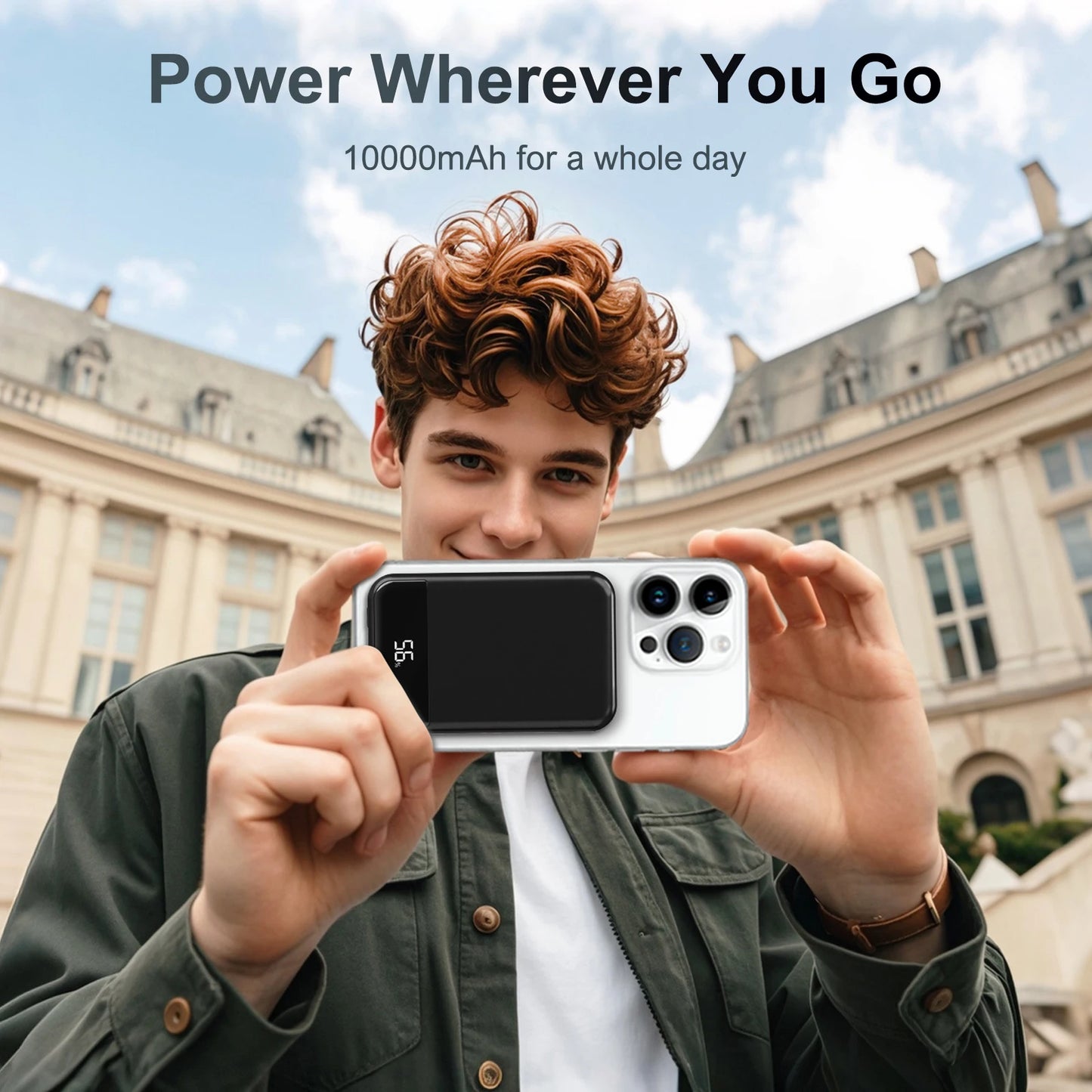 Magnetic Wireless Portable Charger Power Bank 10000mAh PD20W Built-In LED Display For iPhone 16/15/14/13/12/Pro/Mini/Pro Max