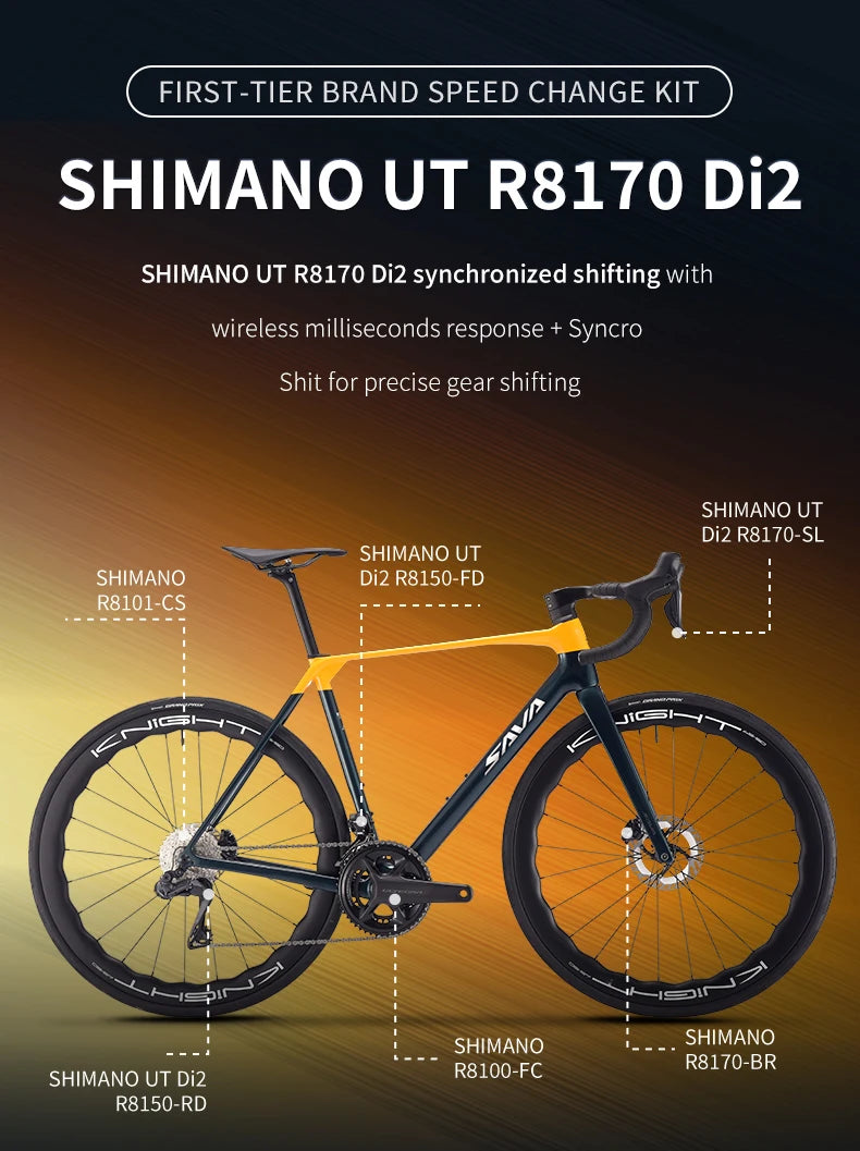 SAVA AEROX SLR8 Full Carbon Fiber Electronic Shift Road Bike Racing Road Bike 7.3kg with SHIMAN0 ULTEGRA 8170 Di2 Kit.
