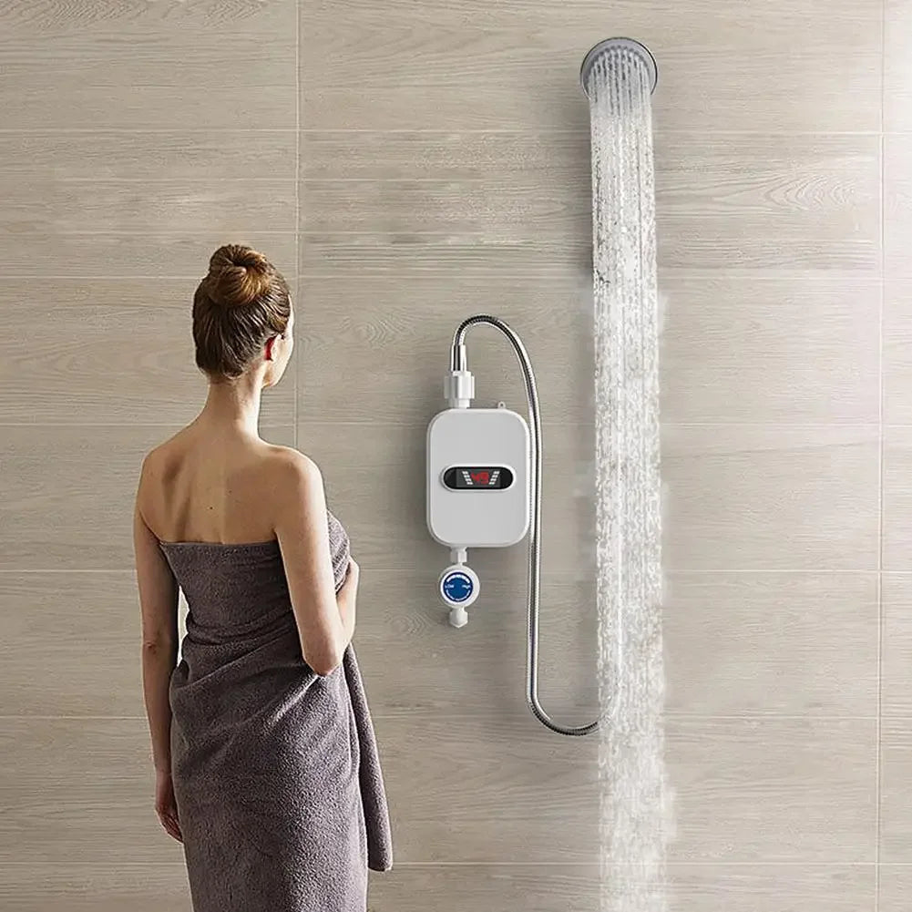 3500W 220V Tankless Water Heater Overheating Protection Portable Water Heater with LCD Temperature Display Use for RV Cabin Barn
