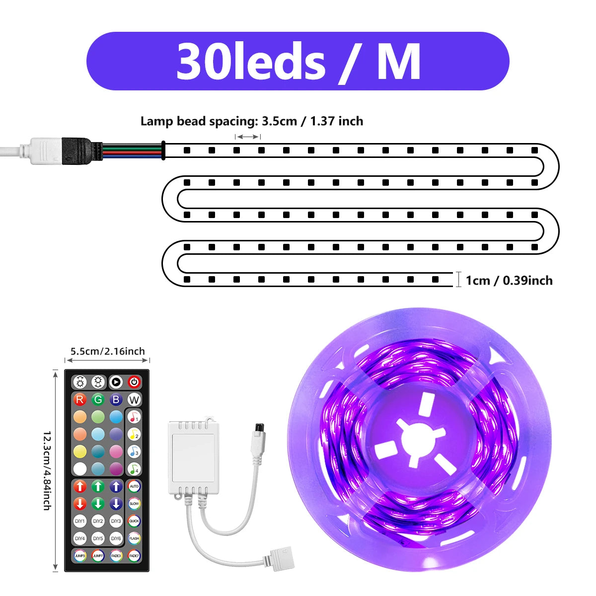 LED Strip Light ,RGB 5050/SMD3535, Flexible Ribbon, DIY Led Light Strip RGB  Tape Diode DC 12V bluetooth Christmas lights