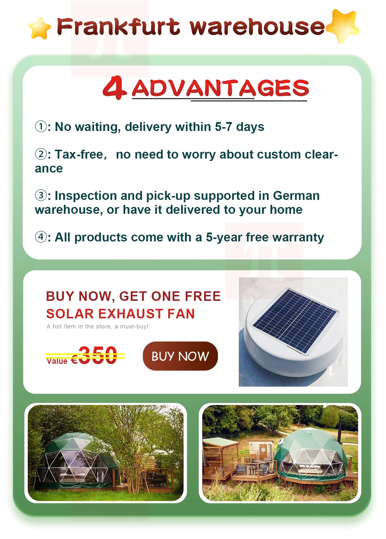 【Europe Stock】 Or Luxury Geodesic Dome Tent Waterproof PVC Outdoor Camping Pod For Resort Hotel Garden
