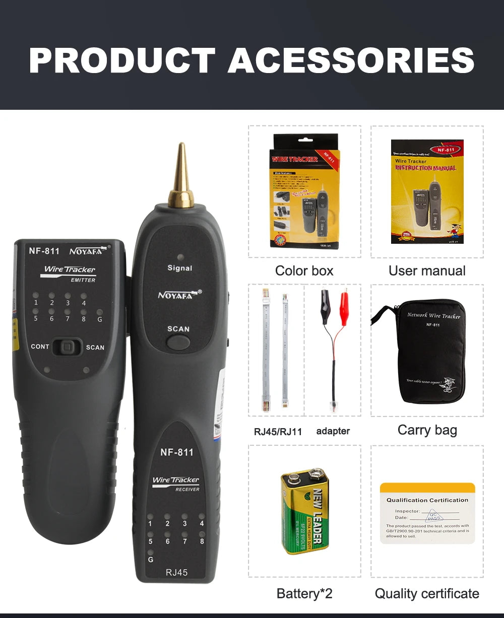 NOYAFA NEW NF-811 Network Cable Tester RJ11 RJ45 Telephone Wire Tracker Toner Ethernet Cable Detector Line Continuity Test Tool