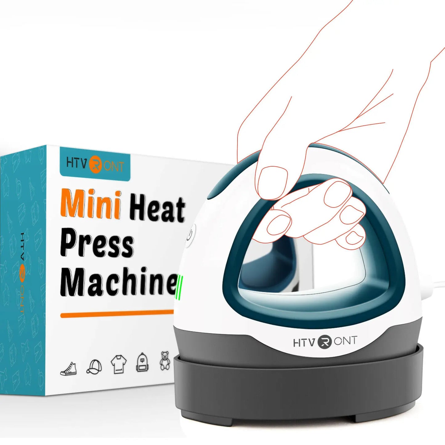 HTVRONT Portable MINI Heat Press Machine DIY Auto Easy Heating Transfer Iron On HTV for Clothes Bags Shoes Hat T-shirts Printing