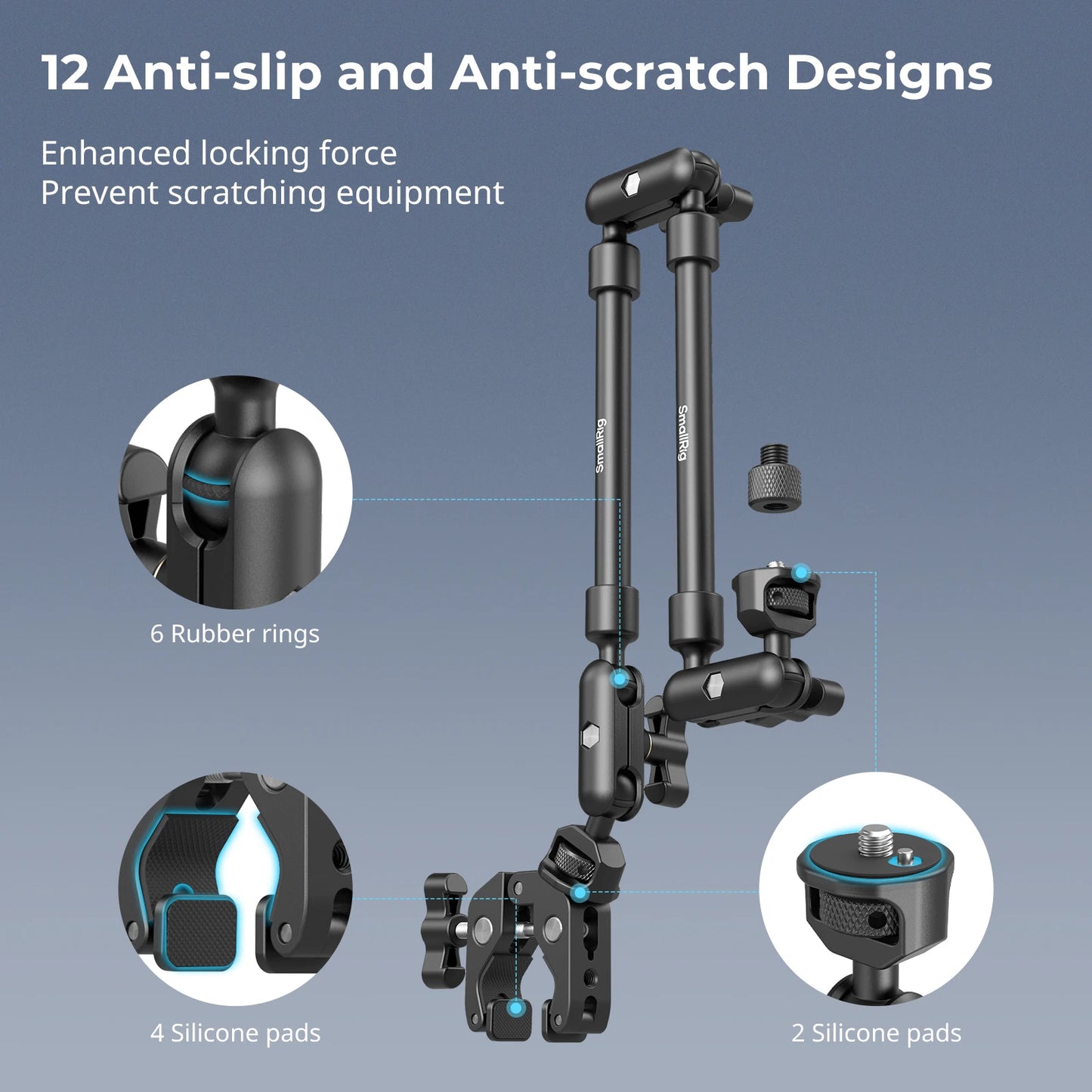 SmallRig Desktop Shooting Magic Arm with Crab Clamp Kit, Adjustable  Magic Arm for Smartphones, Webcams and Action Cameras 4766