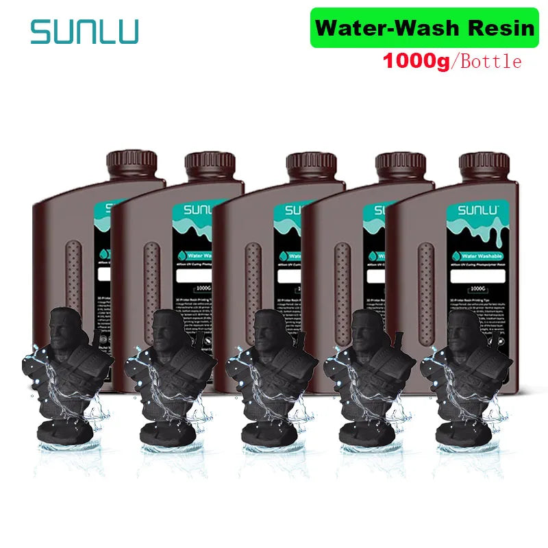 SUNLU 5KG Water Washable 3D Printer Resin 395-405nm 1kg 3D Resin Fast Curing 3D Resin for 2K 4K 8K LCD DLP SLA Resin 3D Printer
