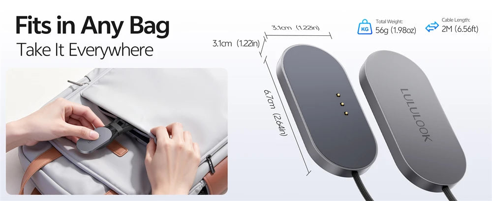 LULULOOK Magnetic Wireless Charger for iPad Pro/Air, 35W Aluminum Alloy Fast Charing with 6.5ft USB-C Cable Smart ipad Charger