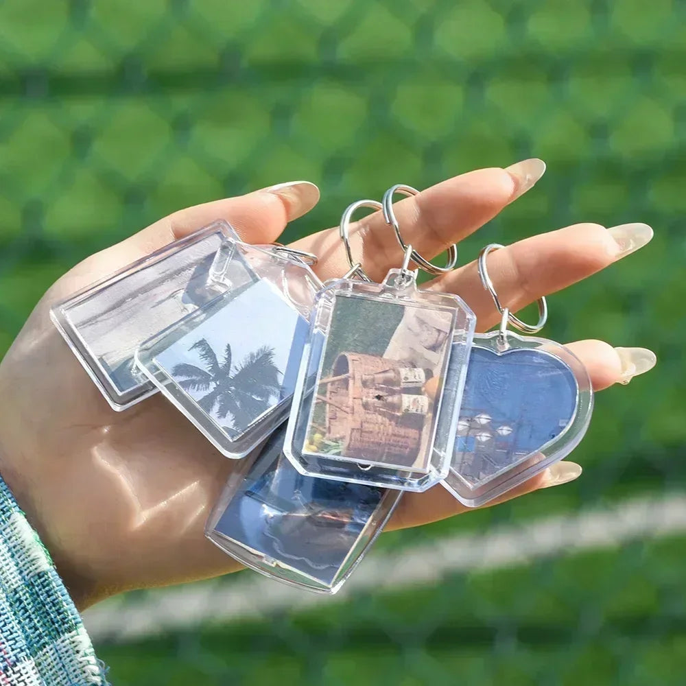 5/50pcs Transparent Rectangle Blank Clear Acrylic Insert Photo Picture Frame Keyring Keychain DIY Split Ring Key Chain 2035