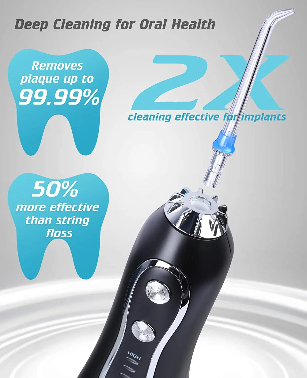 KinseiBeauty 5 Modes Oral Irrigator Teeth Whitenin Portable Dental Flosser USB Rechargeable 300ml Tank Water Flosser Dental