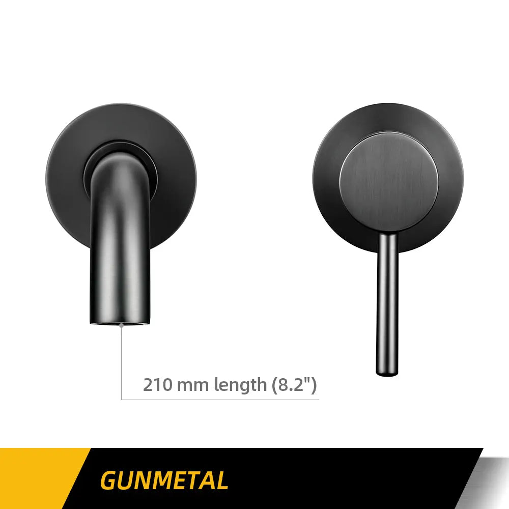 Bagnolux Ronda Stainless Steel Solid Brass Trim Taps 2 Hole Wall-Faucet Set Hot Anc Cold Water Bathroom Sink Mixer Small Tap