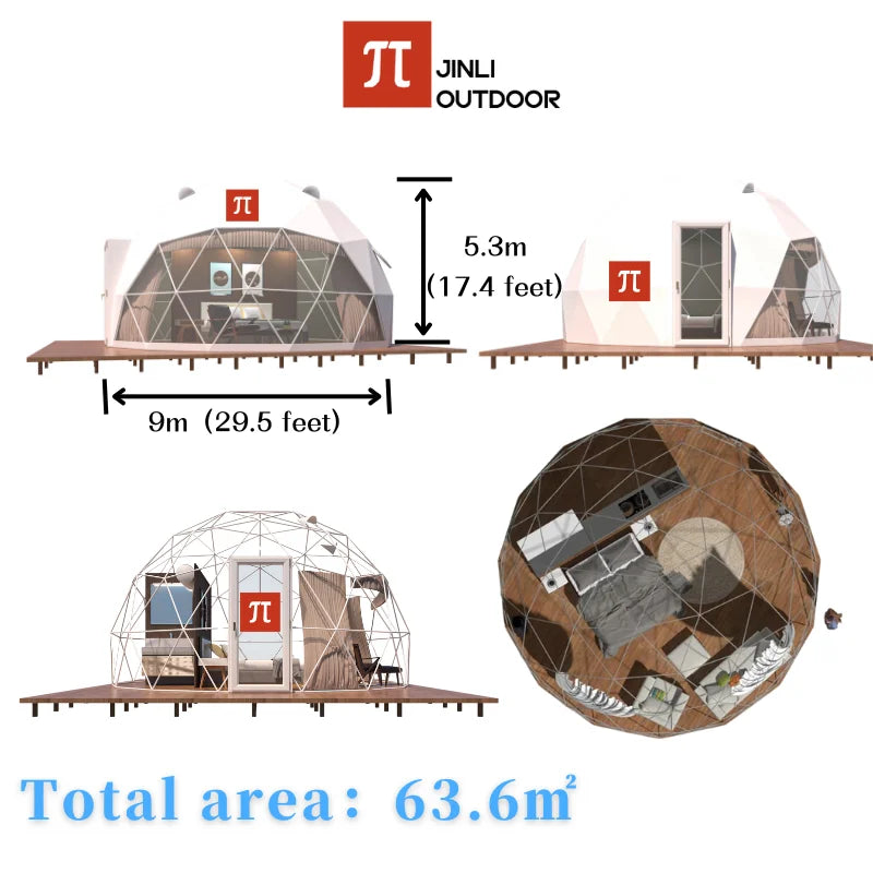 Factory Global Shipping Geodesic Dome Tent Spherical Tent Hotel Resort Outdoor Luxury Glamping Dome Transparent Starry Sky Tent
